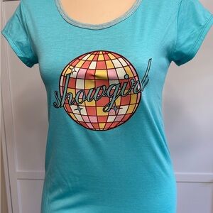 Turquoise 'Showgirl' Graphic Short Sleeve Tee Taylor Swift themed